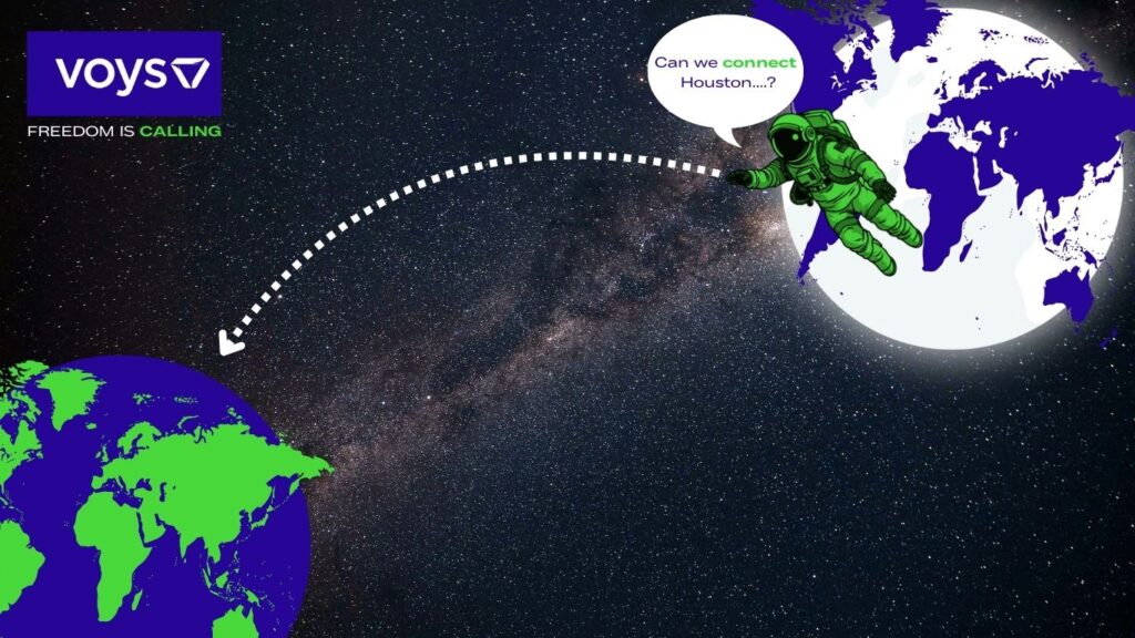 VoIP space communication graphic - Connecting with VoIP from sapce to earth